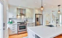 white wooden kitchen cabinet and white kitchen counter